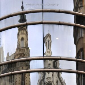 "Bell Towers on Wavy Glass", Photography
