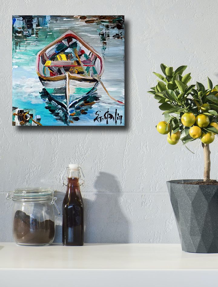 "Boat in Serenity", Painting - Image 2